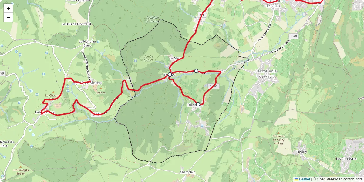 Carte du réseau de transport en commun à Barizey - lignes de bus et arrêts