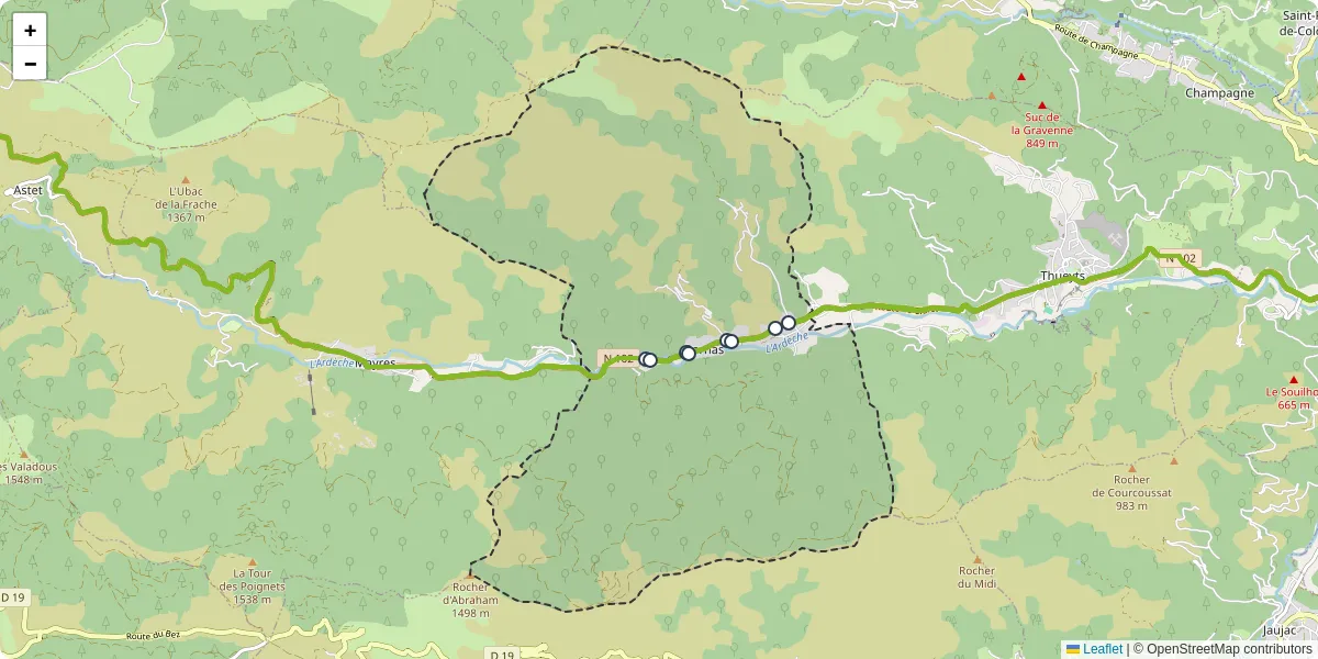 Carte du réseau de transport en commun à Barnas - lignes de bus et arrêts