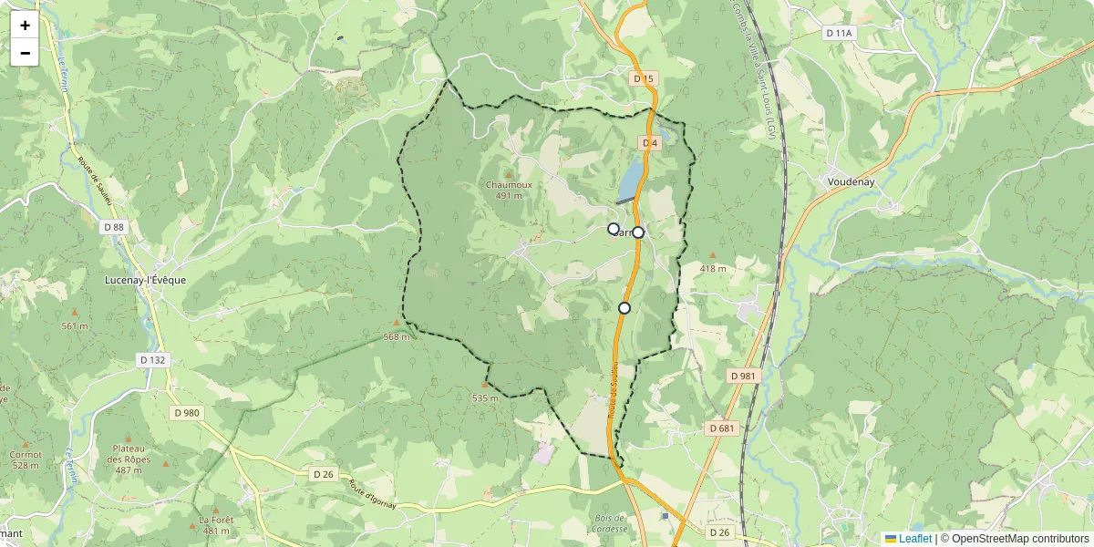 Carte du réseau de transport en commun à Barnay - lignes de bus et arrêts