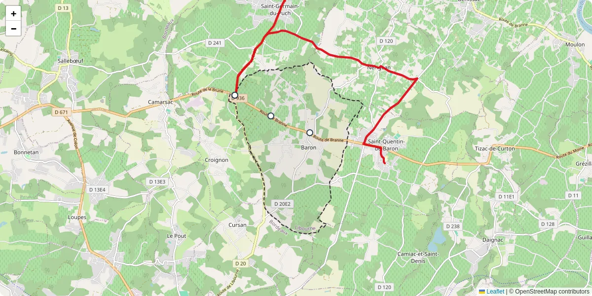 Carte du réseau de transport en commun à Baron - lignes de bus et arrêts