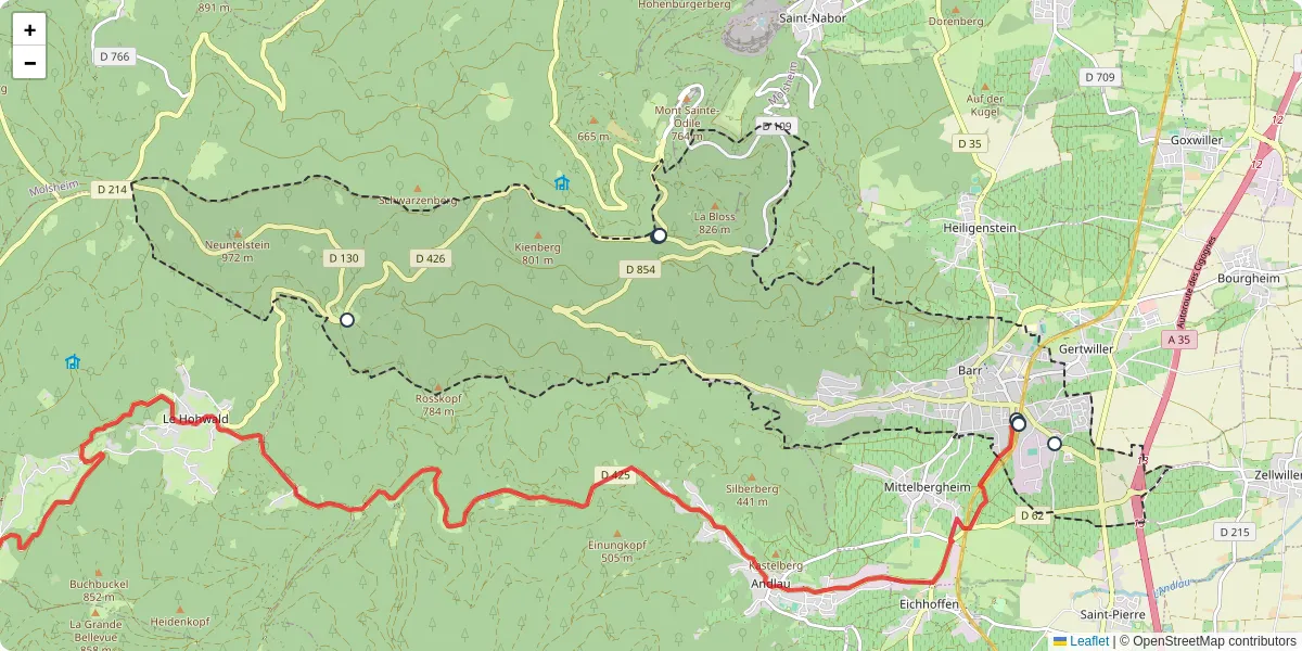 Carte du réseau de transport en commun à Barr - lignes de bus et arrêts