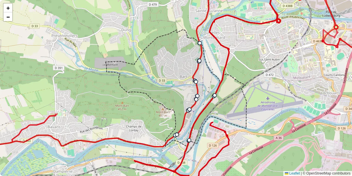 Carte du réseau de transport en commun à Bart - lignes de bus et arrêts