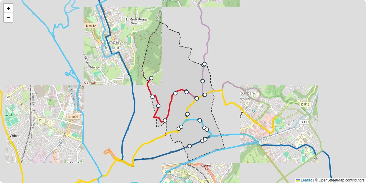 Carte du réseau de transport en commun à Bassens - lignes de bus et arrêts