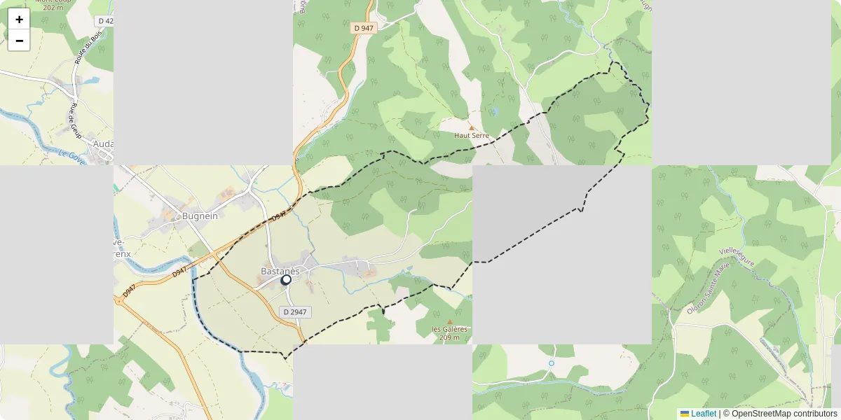 Carte du réseau de transport en commun à Bastanès - lignes de bus et arrêts