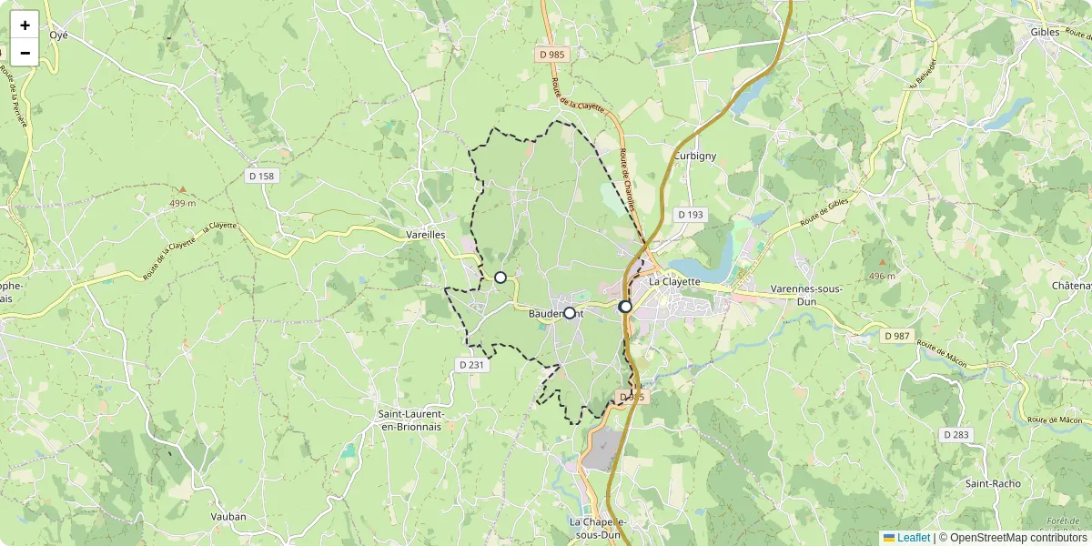 Carte du réseau de transport en commun à Baudemont - lignes de bus et arrêts