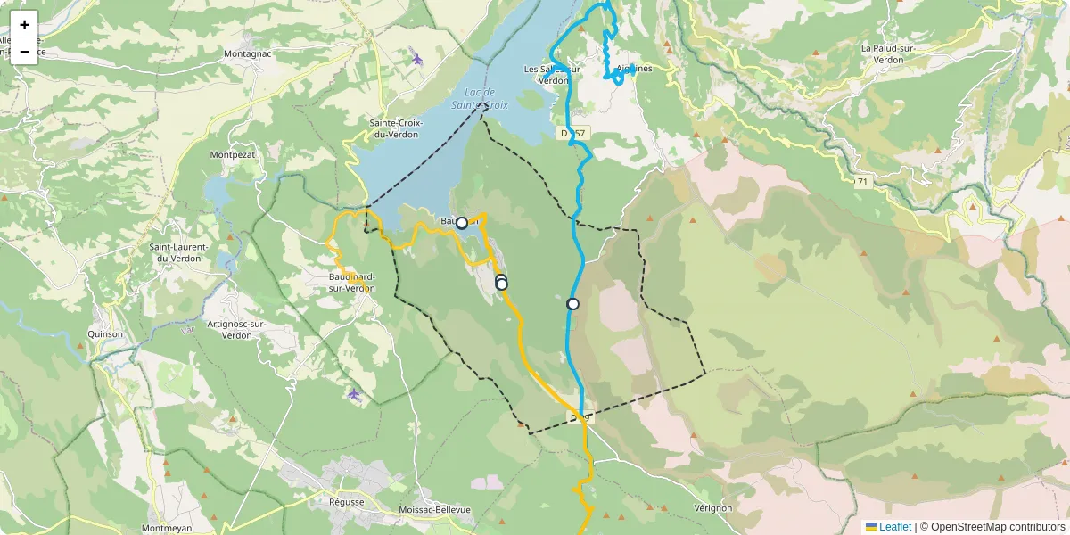 Carte du réseau de transport en commun à Bauduen - lignes de bus et arrêts