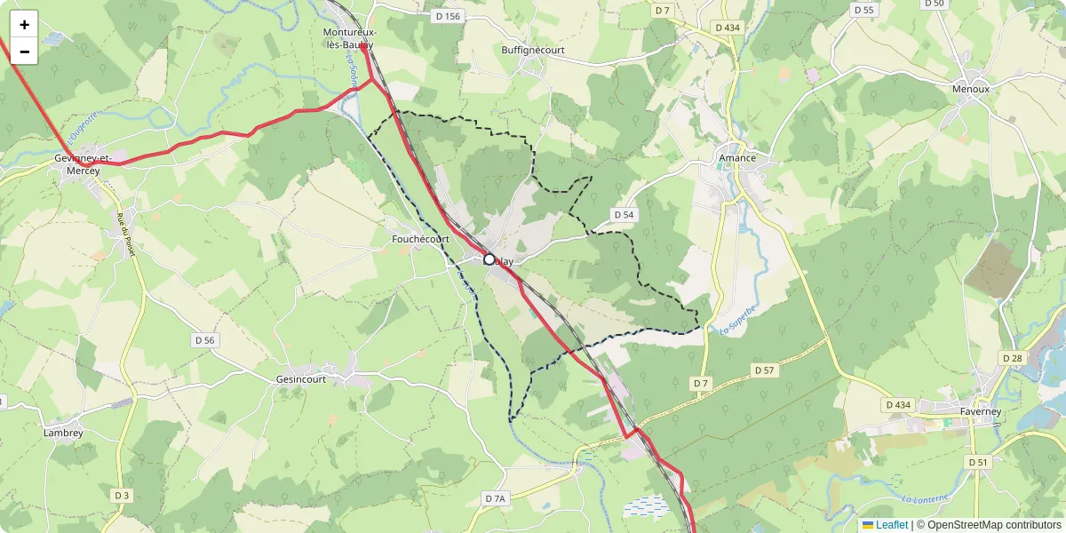 Carte du réseau de transport en commun à Baulay - lignes de bus et arrêts