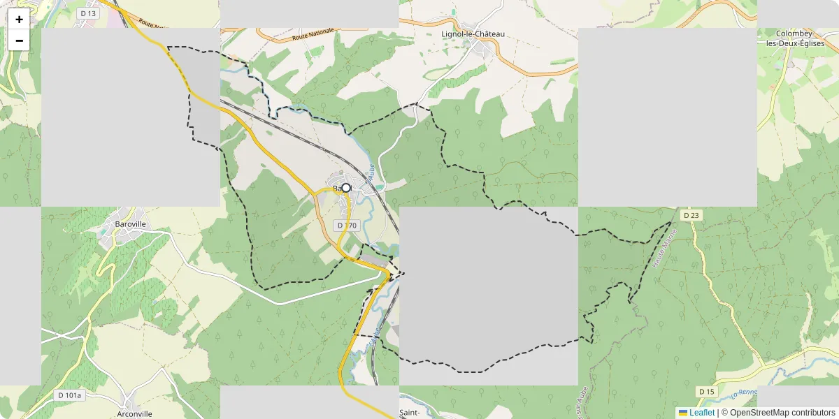 Carte du réseau de transport en commun à Bayel - lignes de bus et arrêts