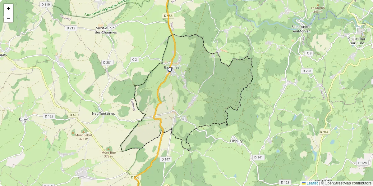 Carte du réseau de transport en commun à Bazoches - lignes de bus et arrêts