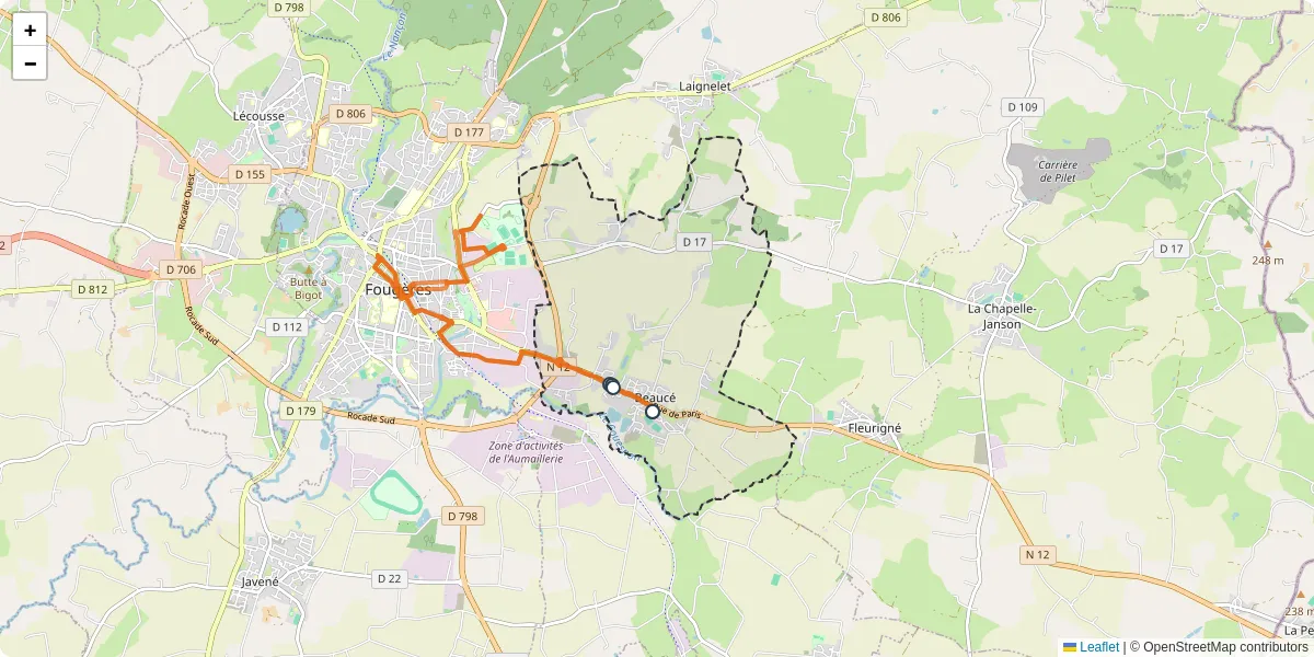 Carte du réseau de transport en commun à Beaucé - lignes de bus et arrêts