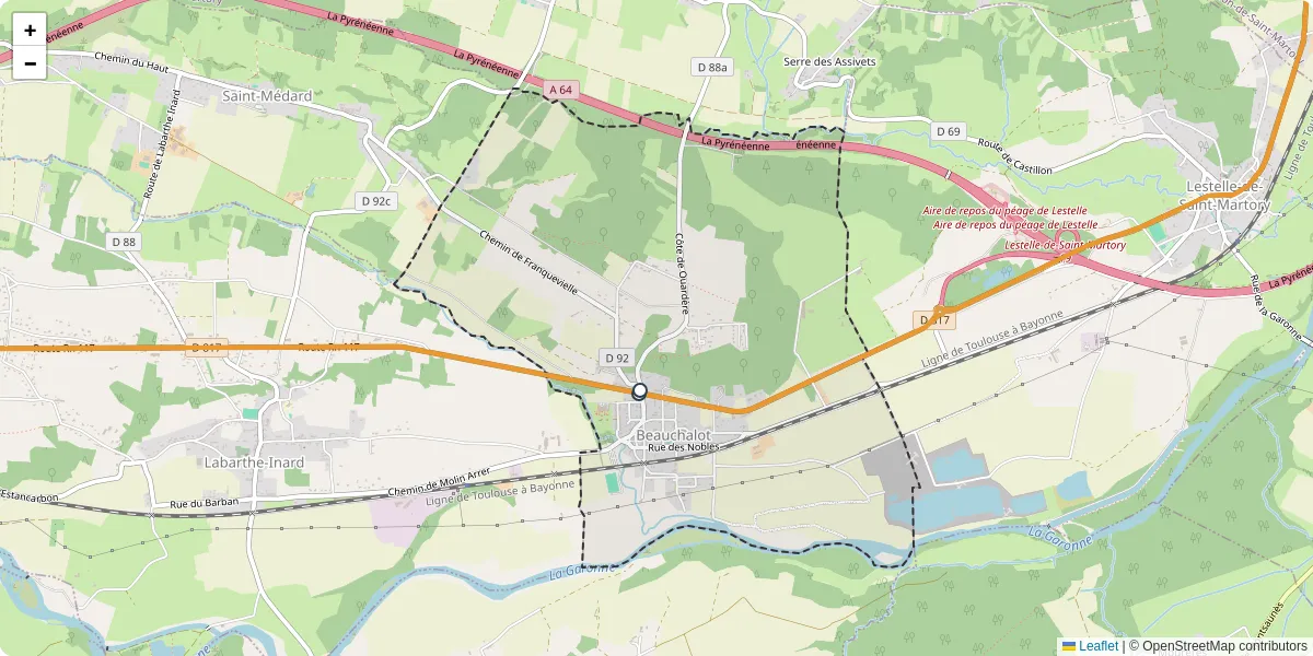 Carte du réseau de transport en commun à Beauchalot - lignes de bus et arrêts