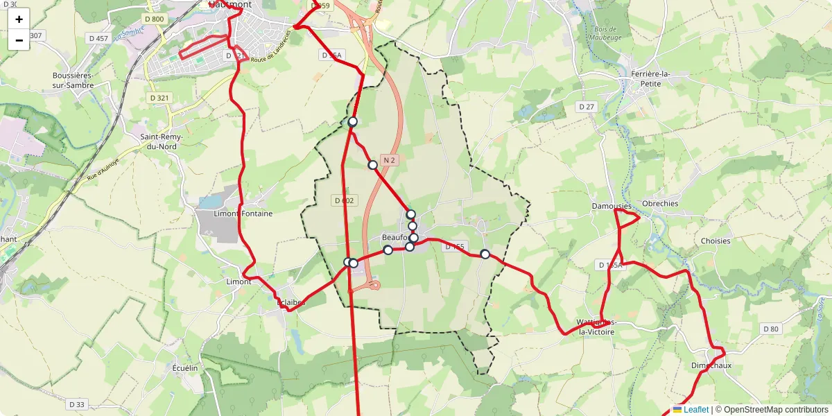 Carte du réseau de transport en commun à Beaufort - lignes de bus et arrêts