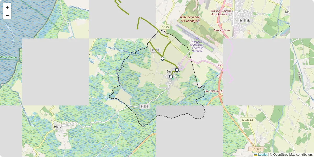 Carte du réseau de transport en commun à Beaugeay - lignes de bus et arrêts