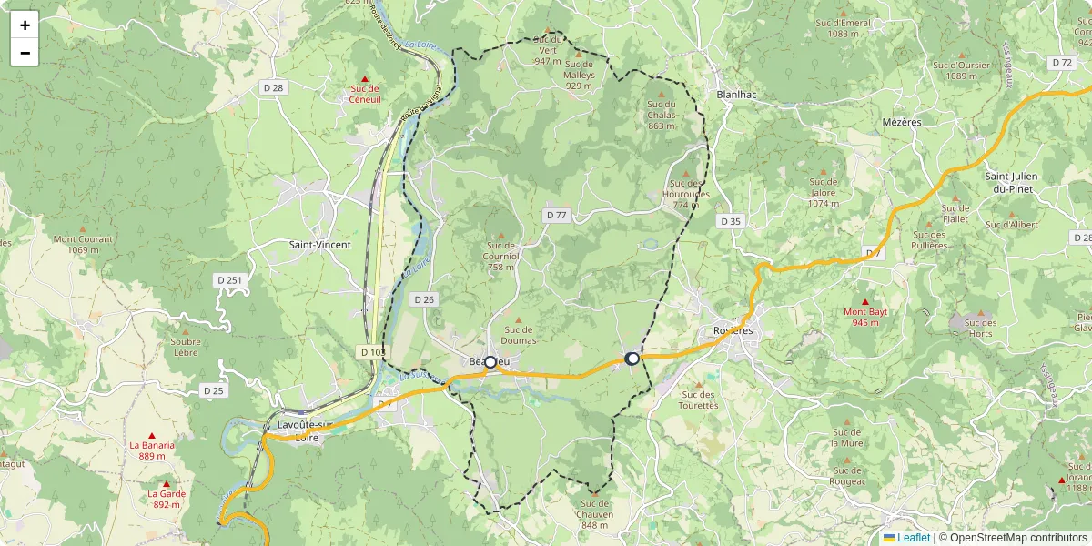 Carte du réseau de transport en commun à Beaulieu - lignes de bus et arrêts