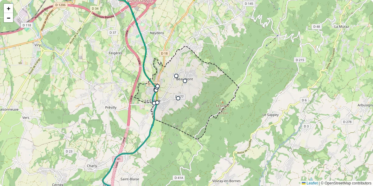 Carte du réseau de transport en commun à Beaumont - lignes de bus et arrêts