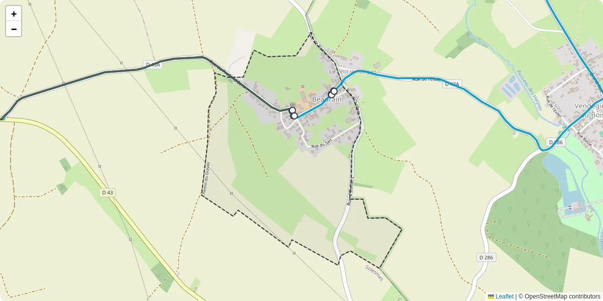 Carte du réseau de transport en commun à Beaurain - lignes de bus et arrêts