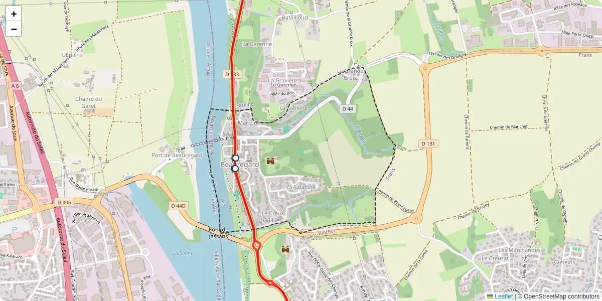 Carte du réseau de transport en commun à Beauregard - lignes de bus et arrêts