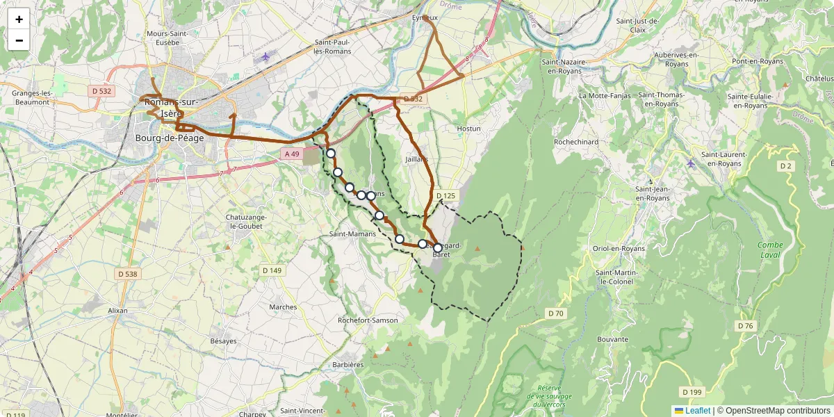 Carte du réseau de transport en commun à Beauregard-Baret - lignes de bus et arrêts