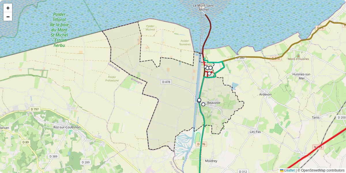 Carte du réseau de transport en commun à Beauvoir - lignes de bus et arrêts