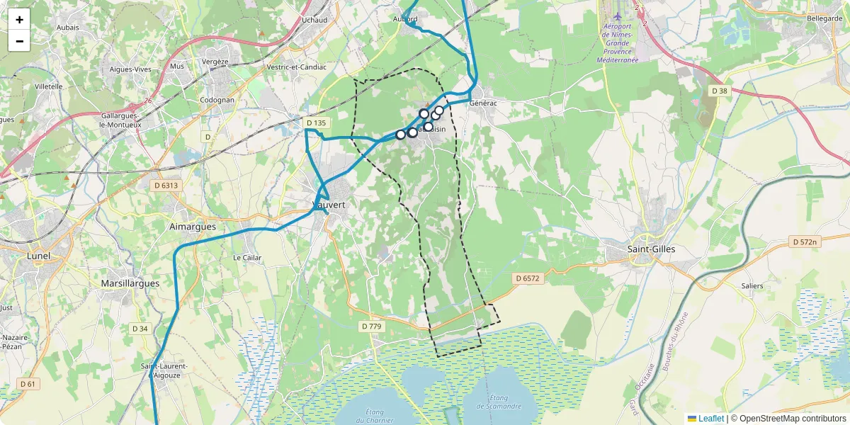 Carte du réseau de transport en commun à Beauvoisin - lignes de bus et arrêts