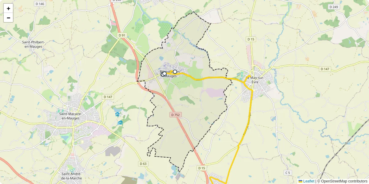 Carte du réseau de transport en commun à Bégrolles-en-Mauges - lignes de bus et arrêts