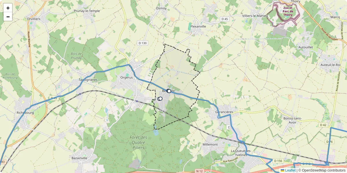Carte du réseau de transport en commun à Béhoust - lignes de bus et arrêts