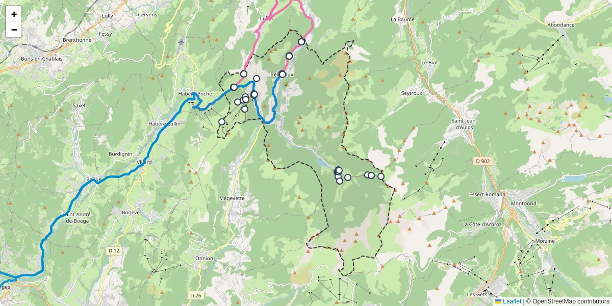 Carte du réseau de transport en commun à Bellevaux - lignes de bus et arrêts