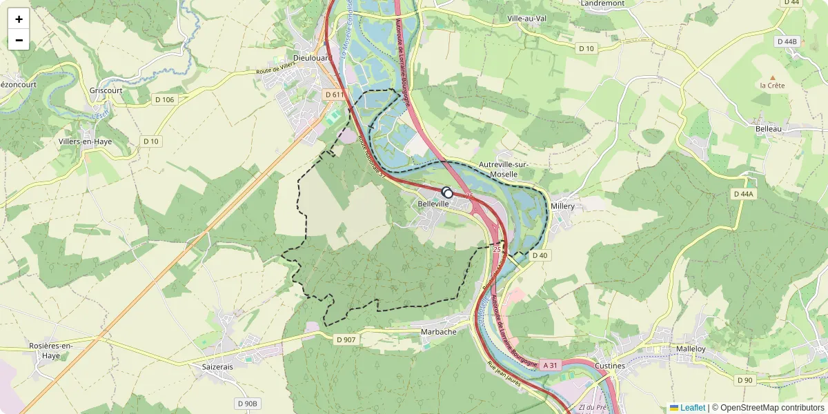 Carte du réseau de transport en commun à Belleville - lignes de bus et arrêts