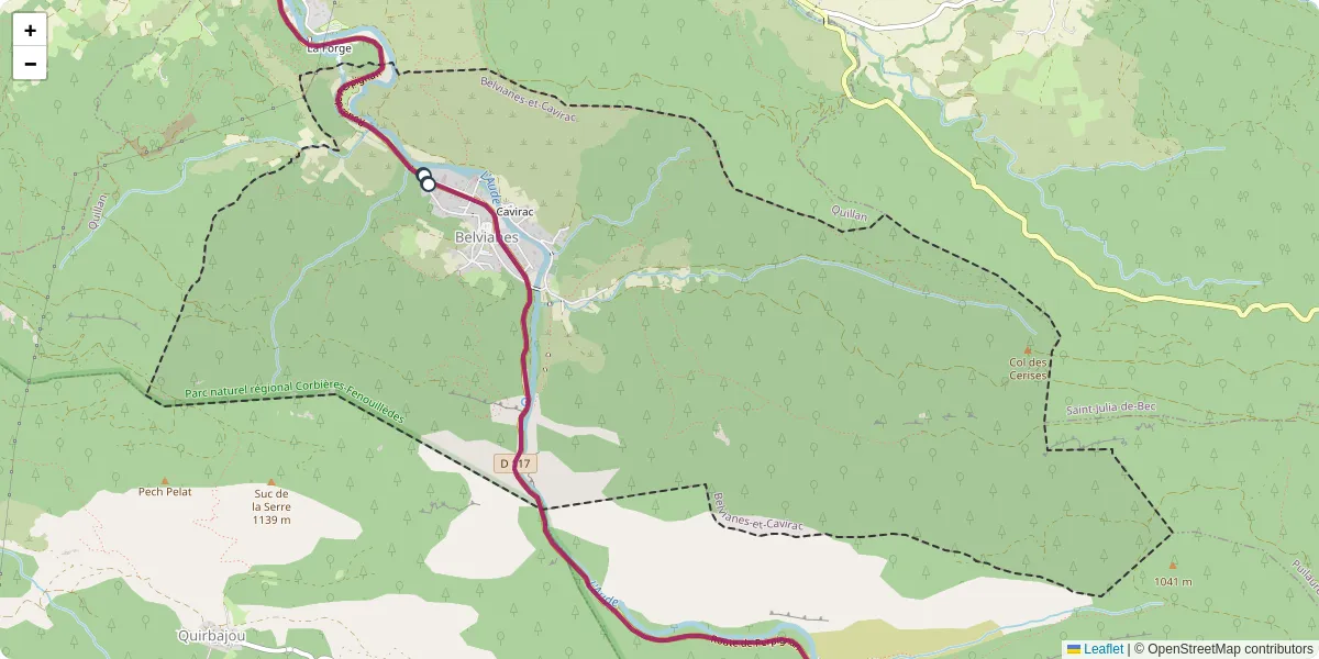 Carte du réseau de transport en commun à Belvianes-et-Cavirac - lignes de bus et arrêts