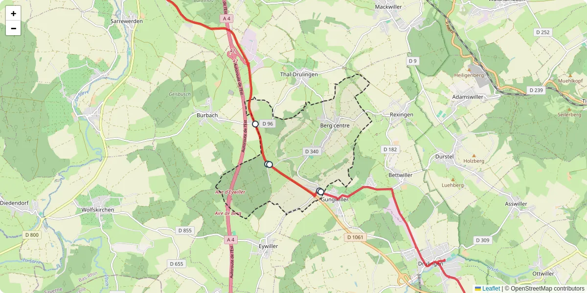 Carte du réseau de transport en commun à Berg - lignes de bus et arrêts