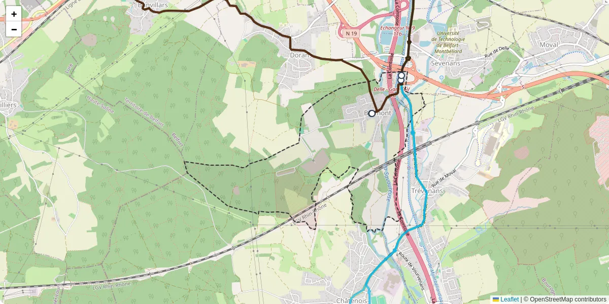 Carte du réseau de transport en commun à Bermont - lignes de bus et arrêts