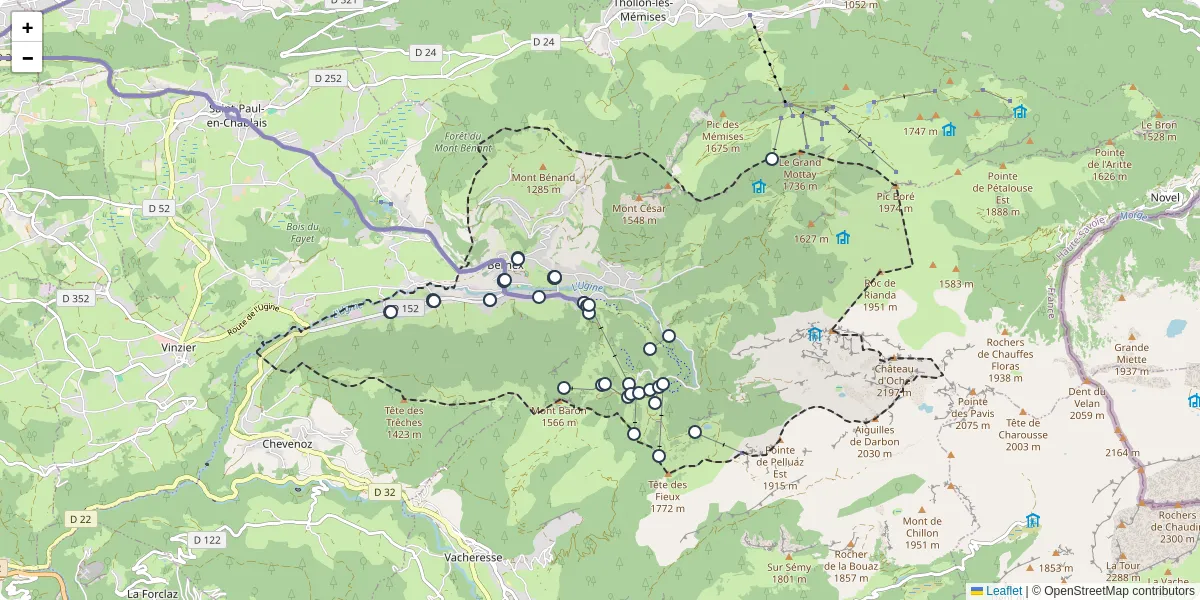 Carte du réseau de transport en commun à Bernex - lignes de bus et arrêts