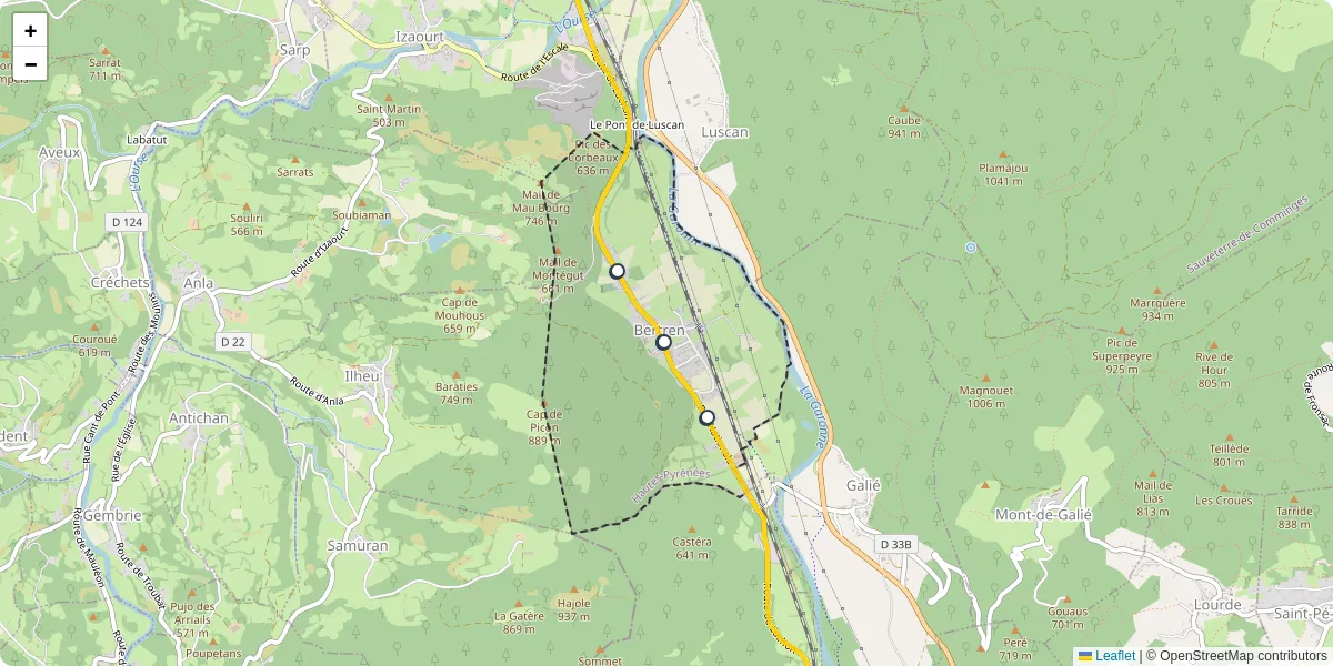 Carte du réseau de transport en commun à Bertren - lignes de bus et arrêts