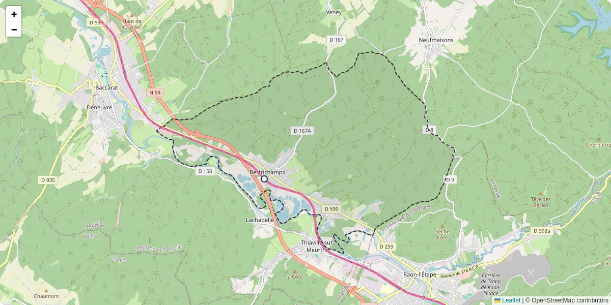 Carte du réseau de transport en commun à Bertrichamps - lignes de bus et arrêts