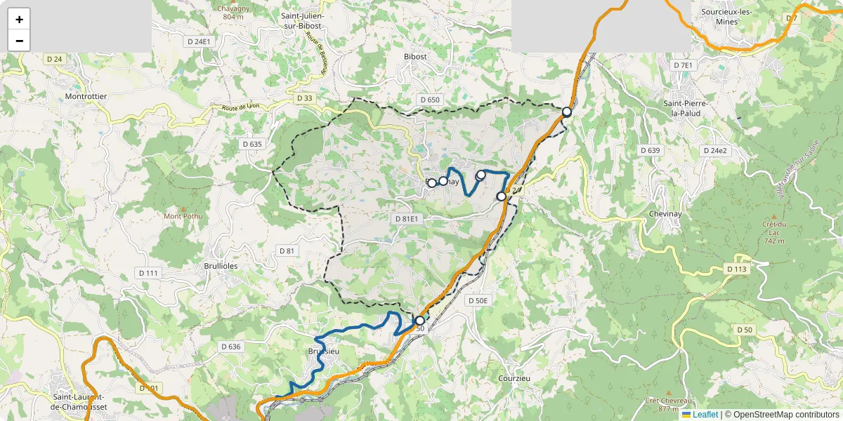 Carte du réseau de transport en commun à Bessenay - lignes de bus et arrêts