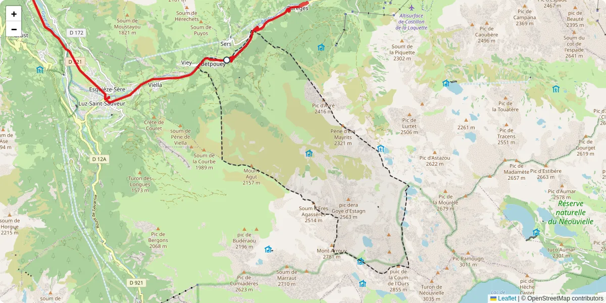 Carte du réseau de transport en commun à Betpouey - lignes de bus et arrêts
