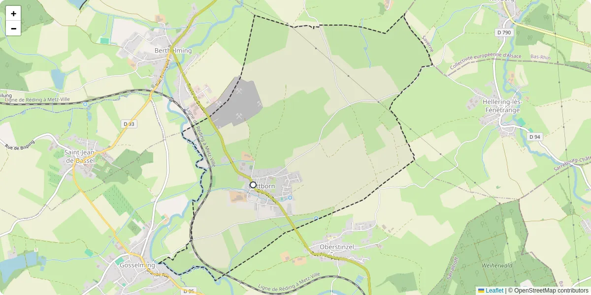 Carte du réseau de transport en commun à Bettborn - lignes de bus et arrêts
