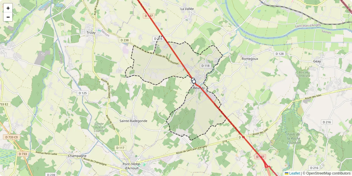 Carte du réseau de transport en commun à Beurlay - lignes de bus et arrêts