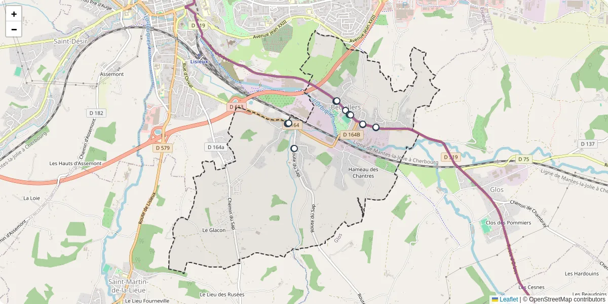 Carte du réseau de transport en commun à Beuvillers - lignes de bus et arrêts