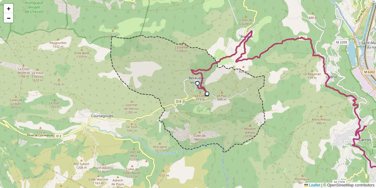 Carte du réseau de transport en commun à Bézaudun-les-Alpes - lignes de bus et arrêts