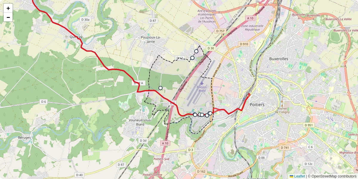 Carte du réseau de transport en commun à Biard - lignes de bus et arrêts