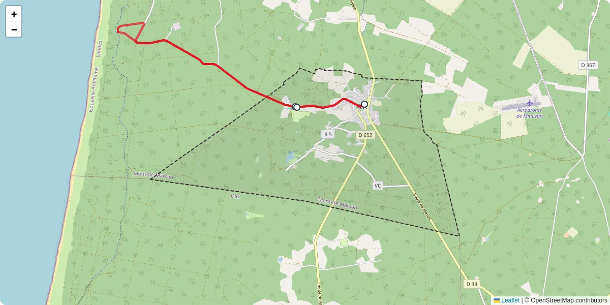 Carte du réseau de transport en commun à Bias - lignes de bus et arrêts