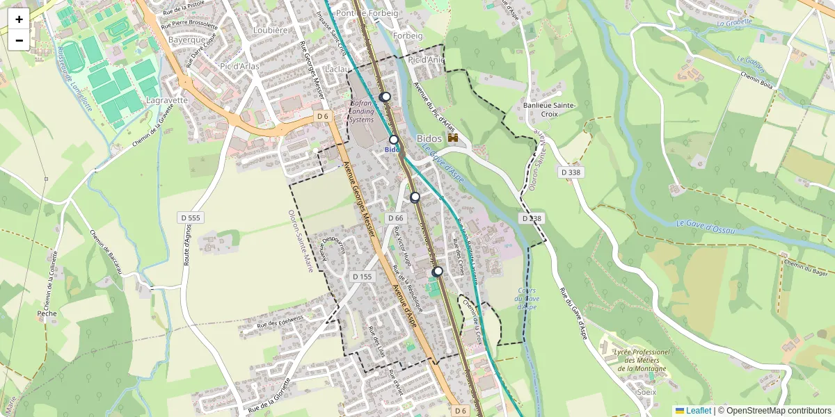 Carte du réseau de transport en commun à Bidos - lignes de bus et arrêts