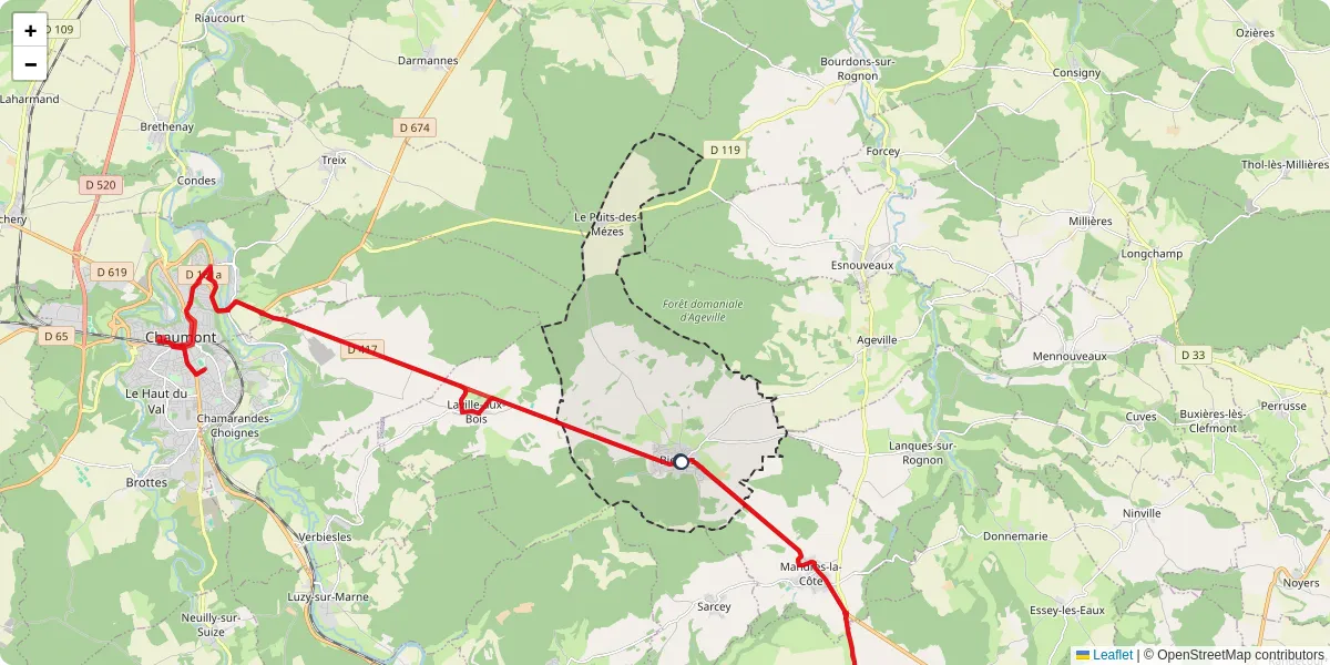 Carte du réseau de transport en commun à Biesles - lignes de bus et arrêts