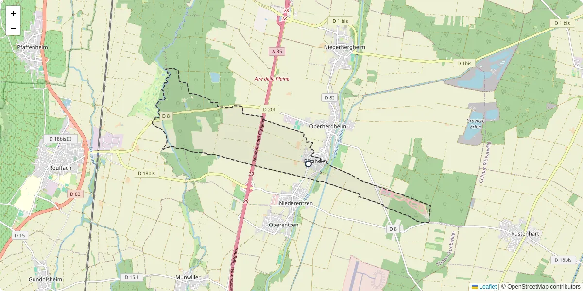 Carte du réseau de transport en commun à Biltzheim - lignes de bus et arrêts