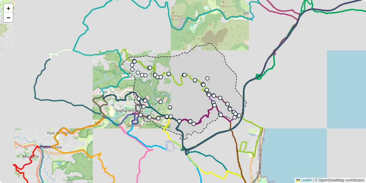 Carte du réseau de transport en commun à Biot - lignes de bus et arrêts