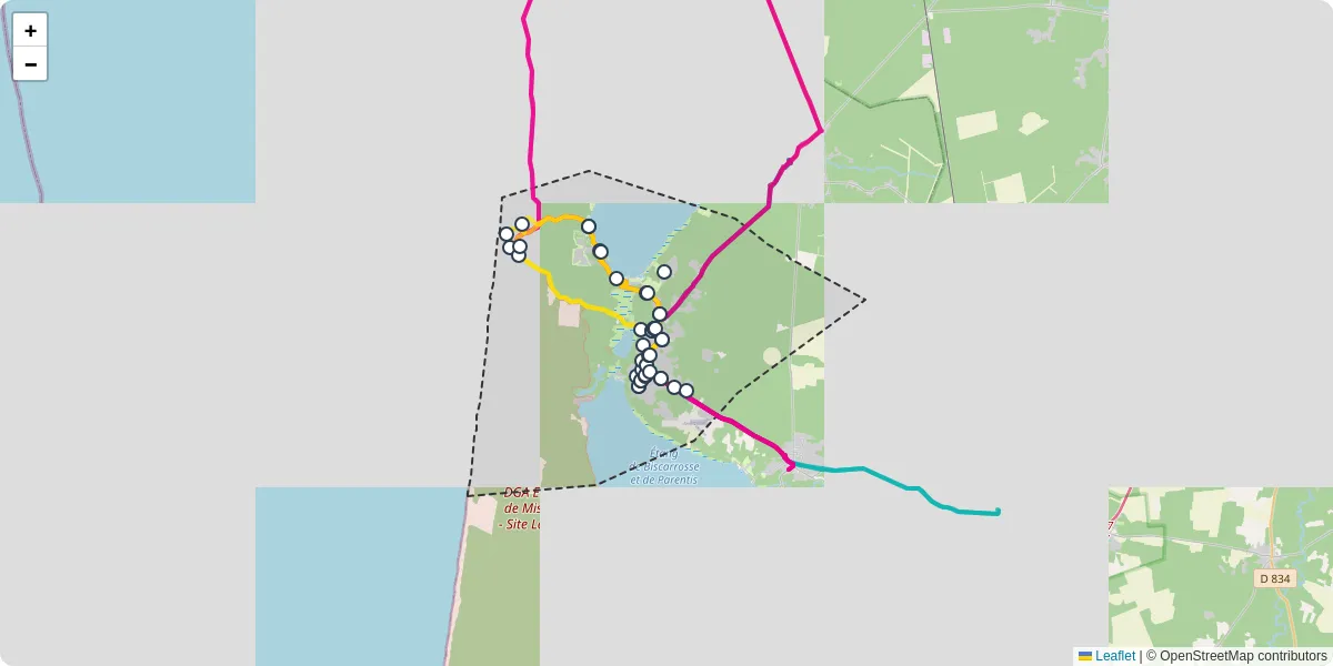 Carte du réseau de transport en commun à Biscarrosse - lignes de bus et arrêts