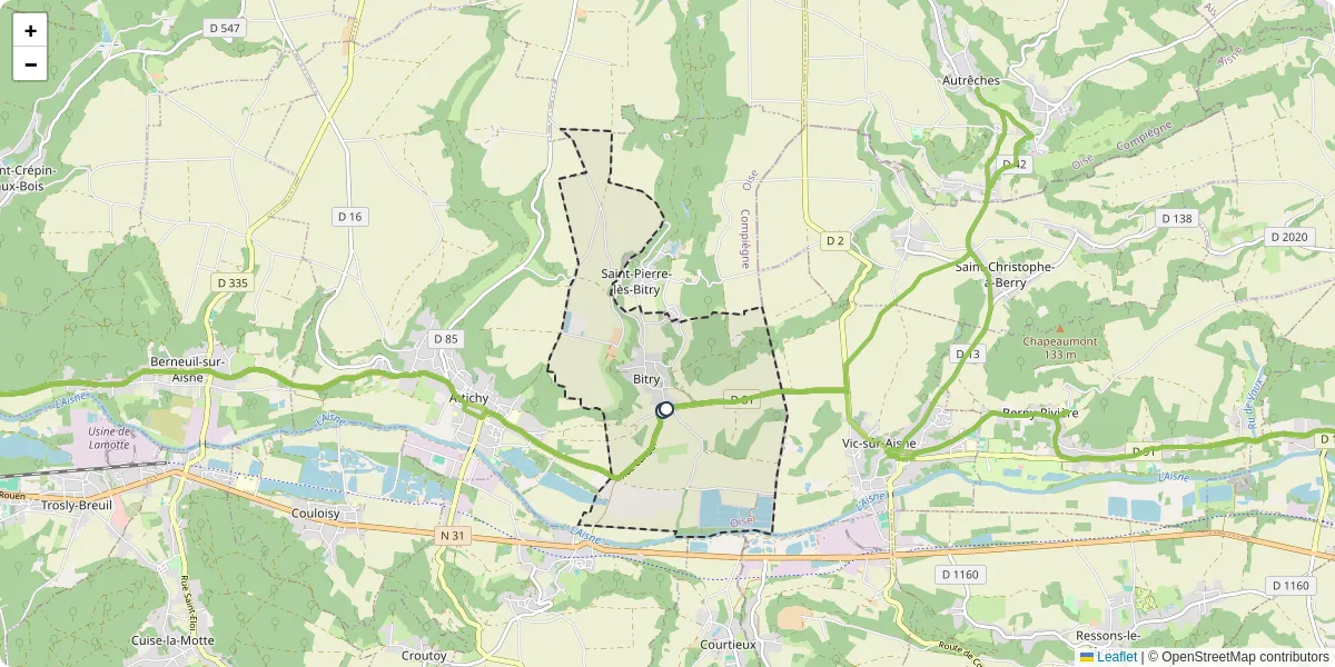 Carte du réseau de transport en commun à Bitry - lignes de bus et arrêts