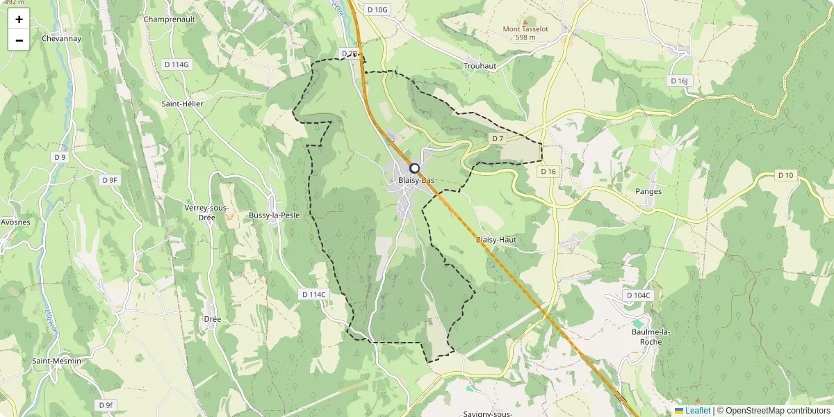 Carte du réseau de transport en commun à Blaisy-Bas - lignes de bus et arrêts