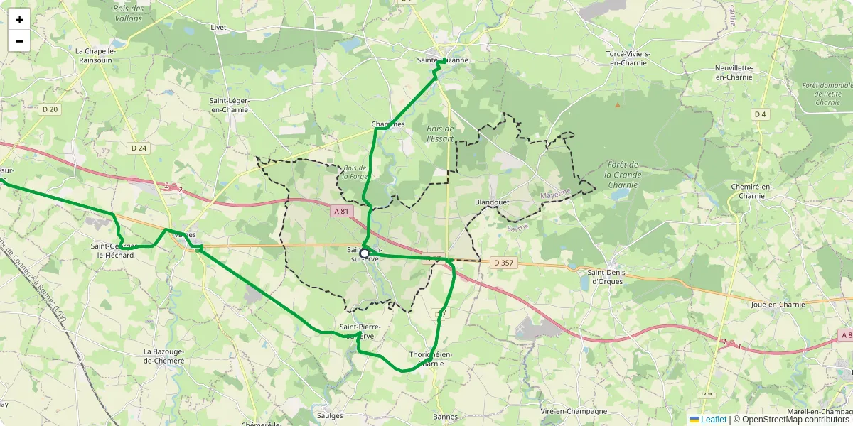 Carte du réseau de transport en commun à Blandouet-Saint Jean - lignes de bus et arrêts